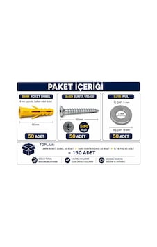 Vida Dubel Pul Seti 5x60/8mm Roket Dubel/5-16pul Diğer Vida Dubel Pul Seti 5x60/8mm Roket Dubel/5-16pul Diğer