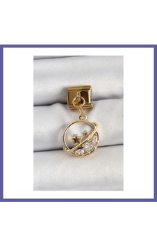 Bezos 316l Çelik Sallantılı Zirkon Taşlı Satürn Model Gold Renk Nomination Charm Nıda Bezos 316l Çelik Sallantılı Zirkon Taşlı Satürn Model Gold Renk Nomination Charm Nıda