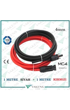 MC4 Soketli (1m+1m) 2 Metre 4mm Güneş Paneli Solar Kablo Siyah Kırmızı MC4 Soketli (1m+1m) 2 Metre 4mm Güneş Paneli Solar Kablo Siyah Kırmızı
