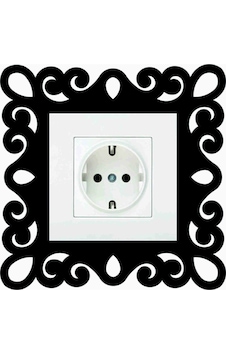 Prizlik Desenli Duvar Priz Süsü 15x15 - Siyah