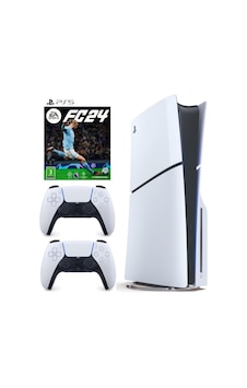 Playstation 5 With Blu-ray Disc Console Slım - Fc24 And Two White Controllers Bundle Sku: Smgstk5c3fe3b168