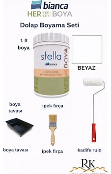 Bianca Stella Dolap Boyama Seti Beyaz 1 Lt Boya Tavası, İpek Fırça Ve Kadife Rulo Dahil Diğer