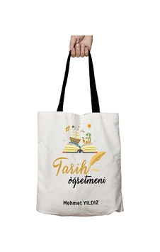 Art Hediye Siyah Kulplu Kişiye Özel Tarih Öğretmeni Kitap Yıkanabilir Okul Omuz Çanta Çok Renkli Art Hediye Siyah Kulplu Kişiye Özel Tarih Öğretmeni Kitap Yıkanabilir Okul Omuz Çanta Çok Renkli