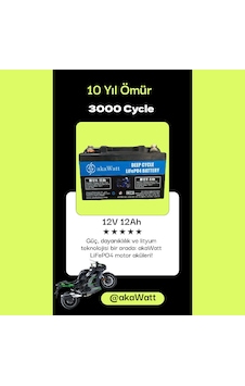 Akawatt 12v 12ah Lithium Lifepo4 Lityum Motosiklet Aküsü