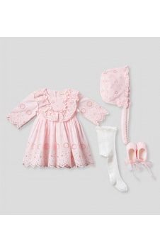 Pugi Baby Kız Bebek Şık Dantelli Mevlüt / Özel Gün Elbisesi Pembe