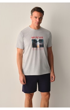 Suwen Wall Erkek Şort Pijama Takımı Sh26718663061 Indigo Suwen Wall Erkek Şort Pijama Takımı Sh26718663061 Indigo