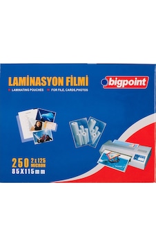 Bigpoint Laminasyon Filmi 85x115mm 125 Mikron 100'lü Kutu Bigpoint Laminasyon Filmi 85x115mm 125 Mikron 100'lü Kutu