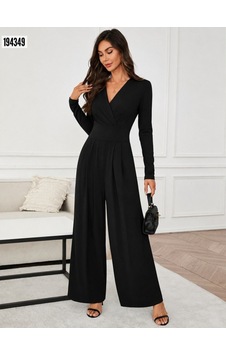 Butik İstanbul Kadın Uzun Kollu Kruvaze Önden Pileli Yakalı Uzun Janjan Tulum Siyah Butik İstanbul Kadın Uzun Kollu Kruvaze Önden Pileli Yakalı Uzun Janjan Tulum Siyah