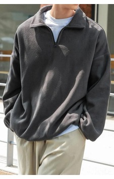 Prtnc Protonic Erkek Antrasit Polar Oversize Sweatshirt Yarım Fermuarlı Antrasit