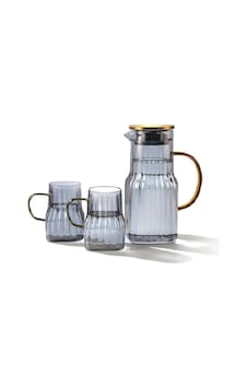 Arow Mia 2 Bardaklı Borosilikat Cam Sürahi Takımı Gri 1400 Ml Tr-3984