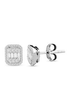 Lilarote Modern Tasarım 0.28 Ct Baget Kare Tektaş Küpe
