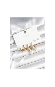 Tua Moda Pirinç Gold Renk Zirkon Taşlı İnci Detaylı 925 Ayar Gümüş Çivili Kadın Küpe Seti Gümüş Tua Moda Pirinç Gold Renk Zirkon Taşlı İnci Detaylı 925 Ayar Gümüş Çivili Kadın Küpe Seti Gümüş