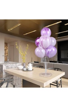 1 Adet 7'li Şeffaf Doğum Günü Ayaklı Balon Süsleme Standı