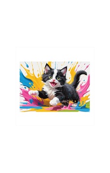 Renkli Yaramaz Kedi Mdf Tablo Renkli Yaramaz Kedi Mdf Tablo