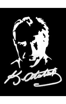 K.atatürk Silüetli İmzalı Oto Sticker Beyaz 19x15cm K.atatürk Silüetli İmzalı Oto Sticker Beyaz 19x15cm