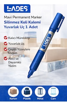 Lades Mavi Permanent Marker Silinmez Koli Kalemi Yuvarlak Uç 1 Adet Açık Mavi Lades Mavi Permanent Marker Silinmez Koli Kalemi Yuvarlak Uç 1 Adet Açık Mavi