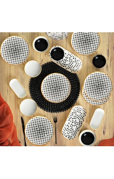 Keramika Polka Kahvaltı Takımı 18 Parça 6 Kişilik 19919-22-41 Beyaz - Siyah Keramika Polka Kahvaltı Takımı 18 Parça 6 Kişilik 19919-22-41 Beyaz - Siyah