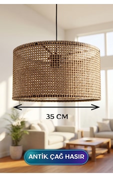 Antik Çağ Hasır Kumaş Başlıklı Sarkıt Avize 35 Cm Çokrenkli Antik Çağ Hasır Kumaş Başlıklı Sarkıt Avize 35 Cm Çokrenkli