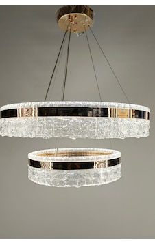 Lüks Çift Halka Kristal Led Avize - Sofistike Krom Ve Altın Tezatlı Gold 1 Lüks Çift Halka Kristal Led Avize - Sofistike Krom Ve Altın Tezatlı Gold 1