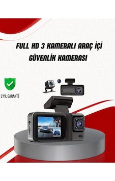 Ön Arka Ve İç Kamera Dashcam 360 Kapsamlı Full Hd Araç Güvenlik Sistemi - 8912733972771