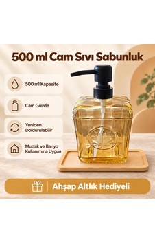 Sarı Cam Sıvı Sabunluk - 500 Ml Çok Renkli Sarı Cam Sıvı Sabunluk - 500 Ml Çok Renkli