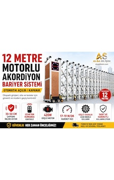 12 Metre Motorlu Akordiyon Bariyer Sistemi Otomatik, Uzaktan Kumandalı, Çarpışma Önleyici 12 Metre Motorlu Akordiyon Bariyer Sistemi Otomatik, Uzaktan Kumandalı, Çarpışma Önleyici