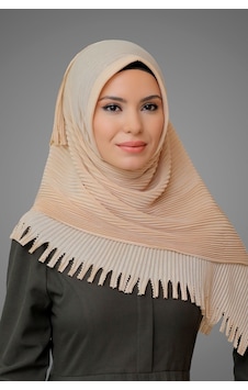 Hürrem Bone Bej Pratik Hazır Geçmeli Tesettür Eşarp Kesik Elyaf Piliseli Saça Bej Hürrem Bone Bej Pratik Hazır Geçmeli Tesettür Eşarp Kesik Elyaf Piliseli Saça Bej