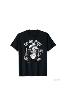 Flood Of Style Komik Batı Opossum Go On Now Git Kovboy Possum Meme T-shirt Erkekler Kadınlar Için % 100% Pam Siyah