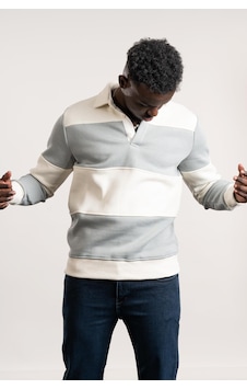 Fbı Polo Yaka Kalın Çizgili 3 İplik İçi Şardonlu Slimfit Sweatshirt Gri Fbı Polo Yaka Kalın Çizgili 3 İplik İçi Şardonlu Slimfit Sweatshirt Gri