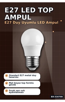 E27 Duy Led Top Ampul 6w 3200k Gün Işığı 540 Lümen Enerji Tasarruflu 1 Adet Bx-316700 2700K E27 Duy Led Top Ampul 6w 3200k Gün Işığı 540 Lümen Enerji Tasarruflu 1 Adet Bx-316700 2700K