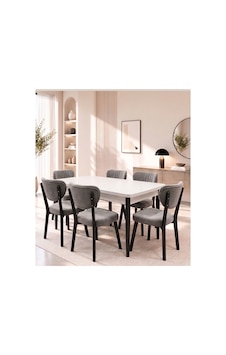 Ada Serisi, 80x132 Açılabilir Mdf Mutfak Masası Takımı 6 Adet Sandalyeada00902byzm06a Beyaz Ada Serisi, 80x132 Açılabilir Mdf Mutfak Masası Takımı 6 Adet Sandalyeada00902byzm06a Beyaz