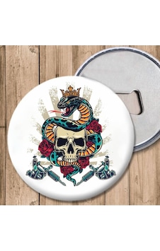 Dövmeci Kuru Kafa Tasarımlı Yuvarlak Açacaklı Magnet Dövmeci Kuru Kafa Tasarımlı Yuvarlak Açacaklı Magnet