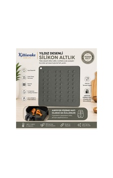 1 Adet 16x16 Cm Gri Yıldız Desenli Silikon Tencere Altlığı, Isıya Dayanıklı Kaymaz Nihale, Airfryer Pişirme Matı, Çok Amaçlı Silikon Mutfak Altlığı Diğer