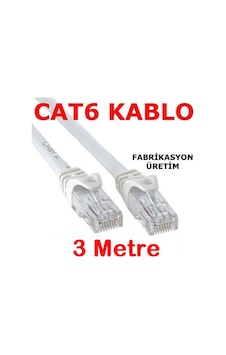 Cat6 Kablo Ethernet Adsl Lan Patch Kablo Fabrikasyon Uçlu 3 Metre