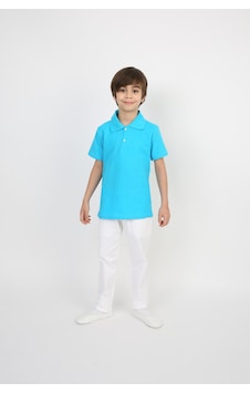 Erkek Çocuk Takım Lakos Beyaz Pantalon Ve Polo Yaka T-shirt Turkuaz Erkek Çocuk Takım Lakos Beyaz Pantalon Ve Polo Yaka T-shirt Turkuaz