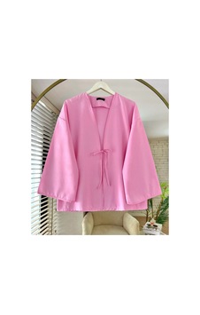 Unika Boutique Önü Bağlamalı Kimono Tunik Cift Renk Oversize Yeni Sezon Rahat Kalıp Önü Baglamalı Pembe Unika Boutique Önü Bağlamalı Kimono Tunik Cift Renk Oversize Yeni Sezon Rahat Kalıp Önü Baglamalı Pembe