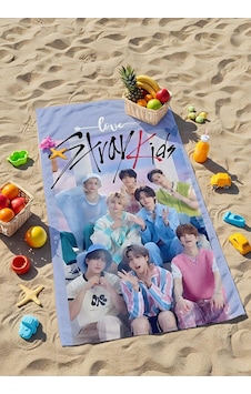 Djital Baskılı Stray Kids Plaj Havlusu Mavi Djital Baskılı Stray Kids Plaj Havlusu Mavi