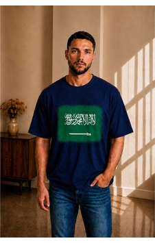 Sngl Tekstil Erkek Oversize Suudi Arabistan Bayrak Baskılı Kısa Kollu Tişört S M L Xl 2xl Lacivert Sngl Tekstil Erkek Oversize Suudi Arabistan Bayrak Baskılı Kısa Kollu Tişört S M L Xl 2xl Lacivert
