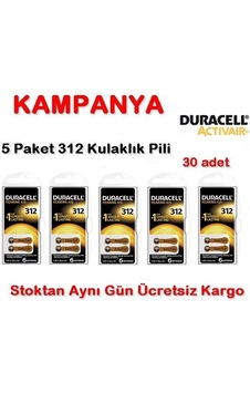 Duracell 312 Numara Pil Kulak İçi Işitme Cihazı Pili 5 Paket-Topl Duracell 312 Numara Pil Kulak İçi Işitme Cihazı Pili 5 Paket-Topl