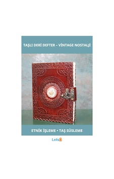 Vintage Taşlı Deri Defter 20x15 Cm Etnik İşleme Çok Renkli Vintage Taşlı Deri Defter 20x15 Cm Etnik İşleme Çok Renkli