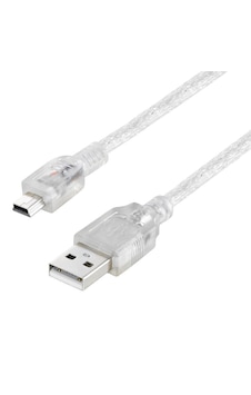 5 Pin Mini Usb Kablo 3 Metre Şeffaf Uzun Ve Dayanıklı Veri & Şarj Kablosu