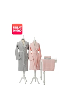 Özdilek Camellia Gri Pembe Banyo Paspas Hediyeli Happy Set Aile B Pembe