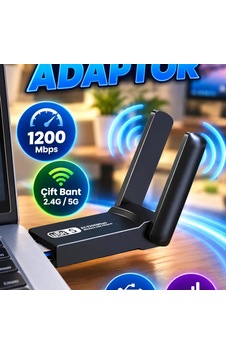Ultratekno Dual Band Usb 3.0 Wifi Adaptör Çift Antenli 1200 Mbps Kablosuz Ağ Alıcısı Ultratekno Dual Band Usb 3.0 Wifi Adaptör Çift Antenli 1200 Mbps Kablosuz Ağ Alıcısı