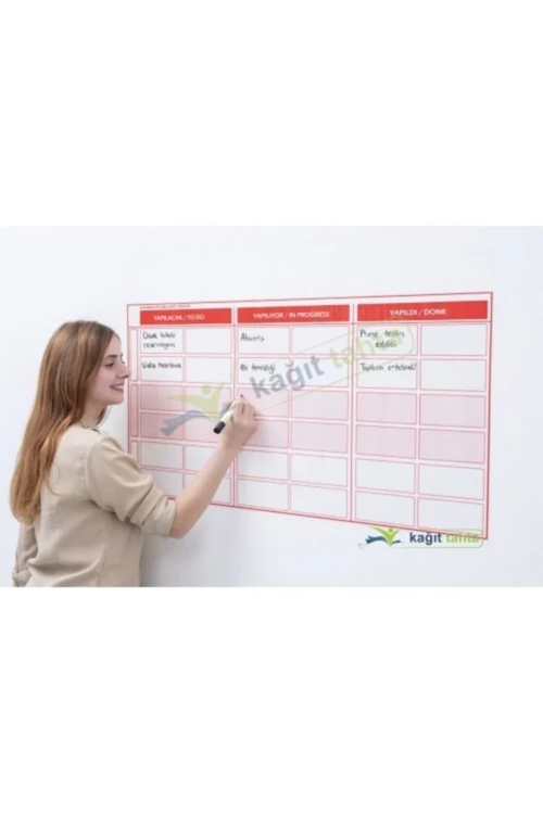Cengo Kanban Planlayıcı Takvim Çizelgesi 100x52 Cm Kağıt Tahta +2 Adet Doldurulabilir Tahta Kalemi Hediye Kırmızı - Şeffaf Cengo Kanban Planlayıcı Takvim Çizelgesi 100x52 Cm Kağıt Tahta +2 Adet Doldurulabilir Tahta Kalemi Hediye Kırmızı - Şeffaf