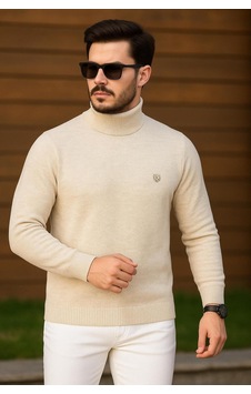 Kemal Ekinci Balıkçı Yaka Çelik Örgü Kazak Bej Kemal Ekinci Balıkçı Yaka Çelik Örgü Kazak Bej