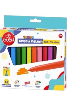 Bu-bu Keçeli Kalem Jumbo 5 Mm Karton Kutu 12 Renk