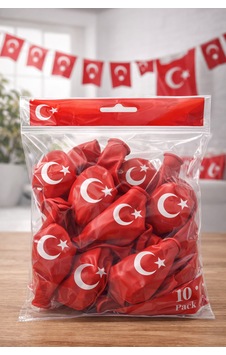 Ayyıldızlı Kırmızı Balon Seti Türk Bayraklı Parti Balonu Dayanıklı Latex Balon 10'lu Paket Düz Renkli Ayyıldızlı Kırmızı Balon Seti Türk Bayraklı Parti Balonu Dayanıklı Latex Balon 10'lu Paket Düz Renkli
