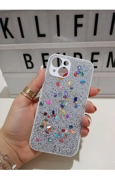 Apple Uyumlu iPhone 15 Taşlı Kılıf Modeli Gümüş Apple Uyumlu iPhone 15 Taşlı Kılıf Modeli Gümüş