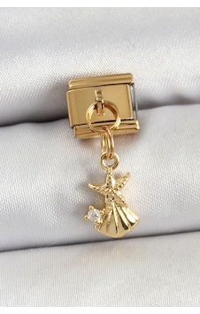 316l Çelik Sallantılı Zirkon Taşlı Deniz Yıldızı Ve İstiridye Model Gold Renk Nomination Charm Altın 316l Çelik Sallantılı Zirkon Taşlı Deniz Yıldızı Ve İstiridye Model Gold Renk Nomination Charm Altın