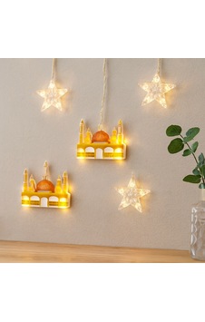 Ramazan Led Perde Lamba 3m Fişli, Eklemeli - Sarı Cami Ve Yıldız - Ramazan Led Perde Lamba 3m Fişli, Eklemeli - Sarı Cami Ve Yıldız -